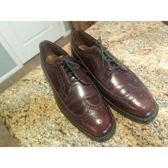 Johnston and Murphy Burgundy Mens Dress Shoes 9 Oxford Wingtip 75483 - Picture 1 of 12